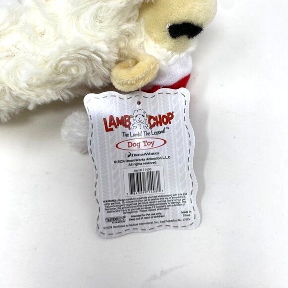 Multipet 6" Christmas TV Lamb Chop with Santa Hat Dog Plush Toy Small New Tags - Picture 6 of 9